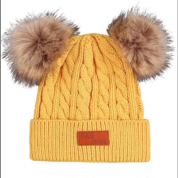 Yellow Winter Girls & Boys Warm Hats Set; Toddler Scarf Set - Picture 5 of 5